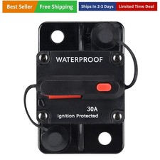 30 Amp Waterproof Circuit Breaker,with Manual Reset,12V-48V DC, for Car Marin...