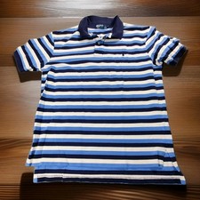 Polo By Ralph Lauren Polo Shirt Mens L Blue Striped Embroidered Pony Casual
