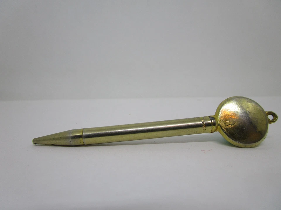 Старинный миниатюрный 3-дюймовый механический закрученный карандаш с кольцом для ключей золотой бирюзовый кабошон - Изображение 4 из 4