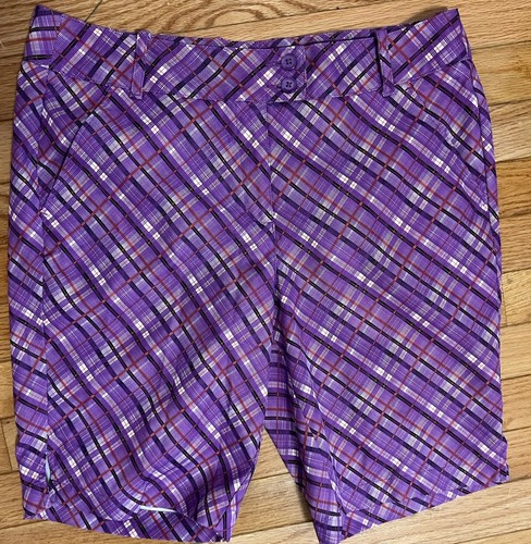 CALLOWAY Port Dry Purple Plaid Golf Shorts Sz 10