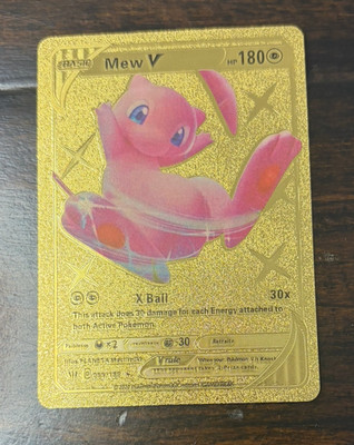 gold mew v pokemon card value Mew V Gold Metal Pokémon Card Full Art Rare Textured Collectible