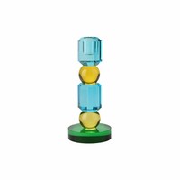 Gift Company Kerzenhalter Sari 2 Kugeln KerzenstäNder Blau Gelb GrüN H 18.5 Cm