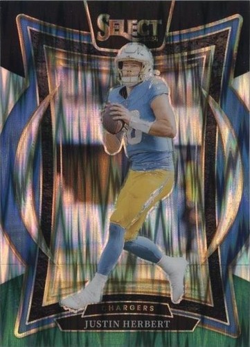 2024 Panini Select - Concourse Justin Herbert #41 Black &amp; Green Shock Prizm