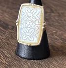Vintage Art Deco •925 A• Sterling Silver MOP Statement Ring Size 5.5