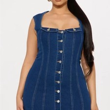 Fashion Nova Blue Denim Button-Down Dress never worn out but washed