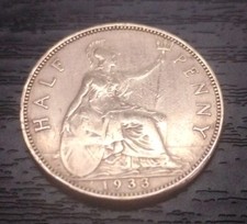 1933 Georgivs V Half Penny – Original Circulated Coin