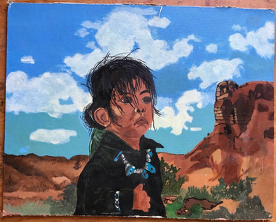 Southwestern Desert Oil Paint on Art Board unsigned Native American Art Work