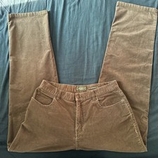 Vintage Eddie Bauer Womens Brown Corduroy Pants Natural Fit Stretch Straight Leg