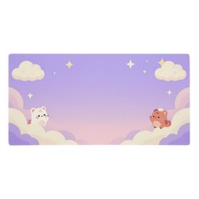 Kawaii Pastel Clouds Gaming Mouse Pad XXL Extended Desk Mat 36x18 Cute Non-Slip