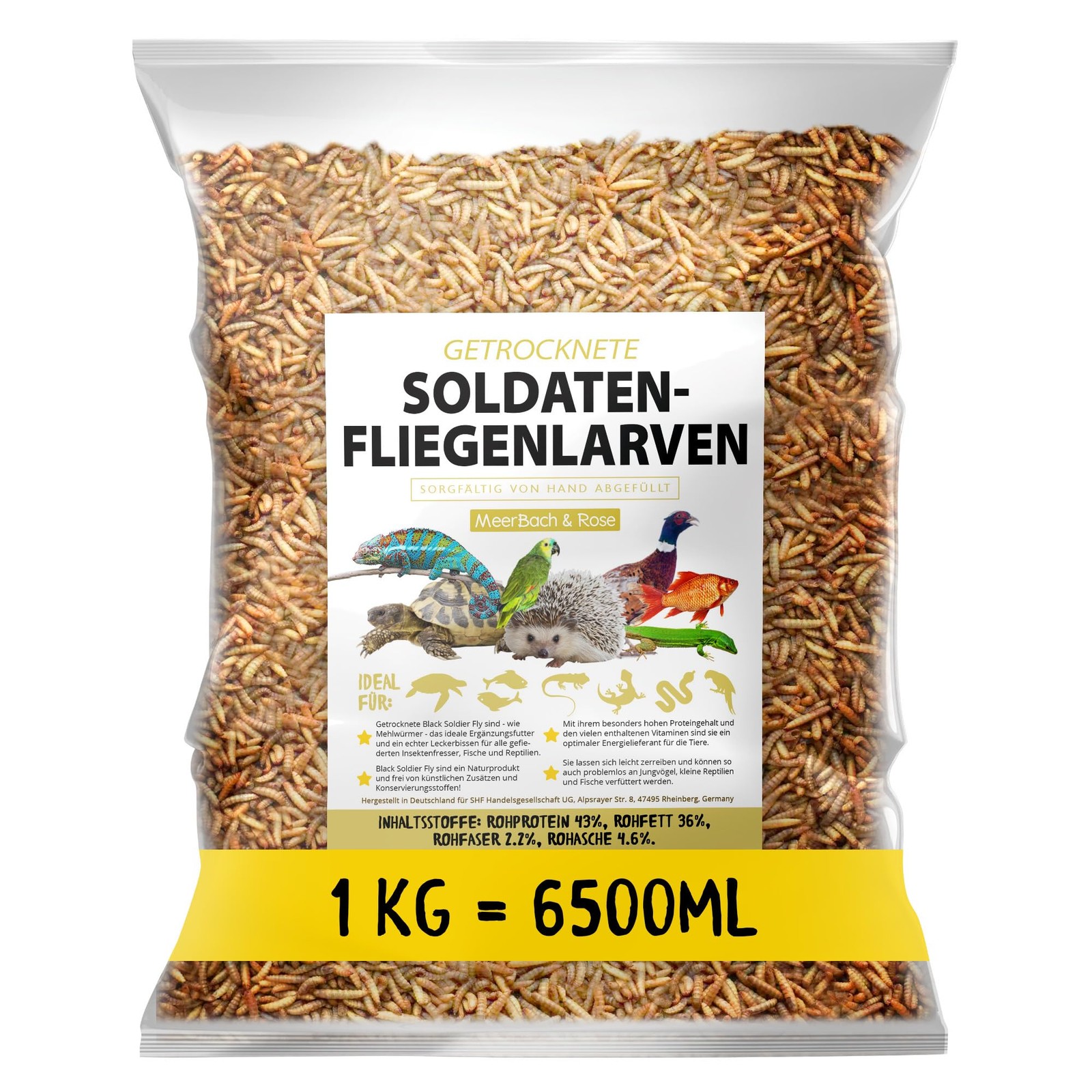 Larves de mouches soldats séchées Black Soldier Fly sac de 1kg pour basse-cour