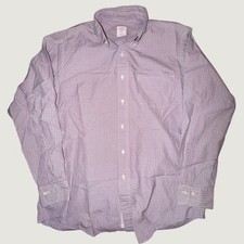 Brooks Brothers Mens M Tattersall Check Button Down Shirt Burgundy Navy USA Made