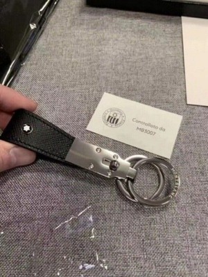 New Mon Exquisite MB Key Ring Key Chain Leather Men Gift Black #114627 US