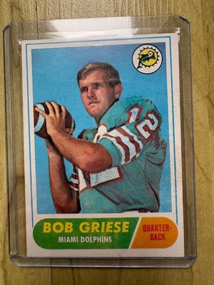 1968 Topps Bob Griese rookie card RC HOFer; amazing card, tragically has residue