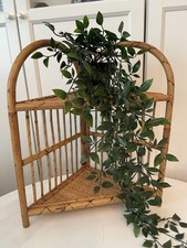 Vintage Bamboo Rattan Corner Shelf - Hanging / Standing Boho 70s MCM Plant Stand