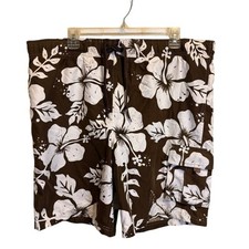 Sonoma Life  Style Men's Floral Swim Shorts Trunks Brown Size M