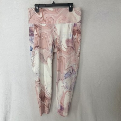 Old Navy PowerSoft Pocket Leggings Womens XL Pink Marble Swirl High Rise Go-Dry