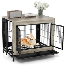 Dog Crate Furniture Industrial Dog Kennel w/ Flip-up Top Decorative Pet House