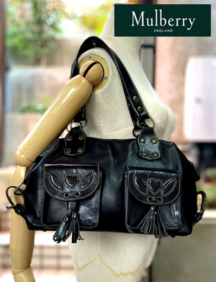 Vintage Mulberry Roxanne Shoulder Handbag Tassel Stitch-pattern
