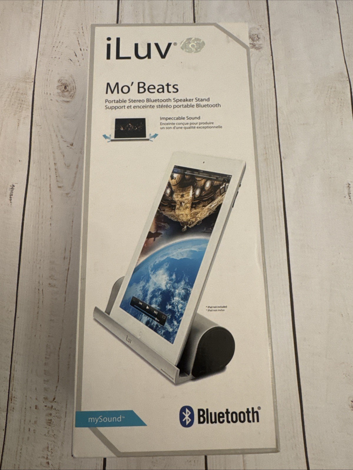 iLuv iSP245 Mo'Beats Portable Stereo Bluetooth Speaker Stand Silv. NIB CHARITY