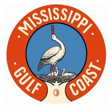Calcomanía adhesiva estilo vintage Mississippi Gulf R8554