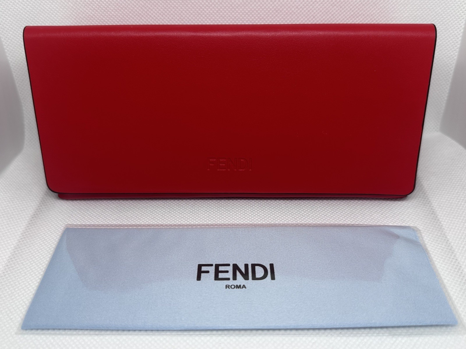 New FENDI RED Authentic Eyeglass Sunglasses Case W/Cloth OBO