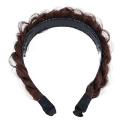 TOECWEGR Hairband Braided Hairpiece Messy Wide 2 Strands Fluffy Braids Wig with 