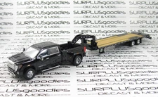 Greenlight Black 2022 GMC SIERRA 3500 DENALI Dually Pickup w/Gooseneck Trailer