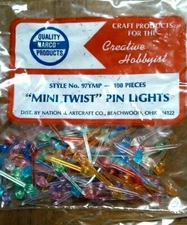 100 Vintage Mini Twist Pin Lights Bulbs Ceramic Christmas Tree Pegs