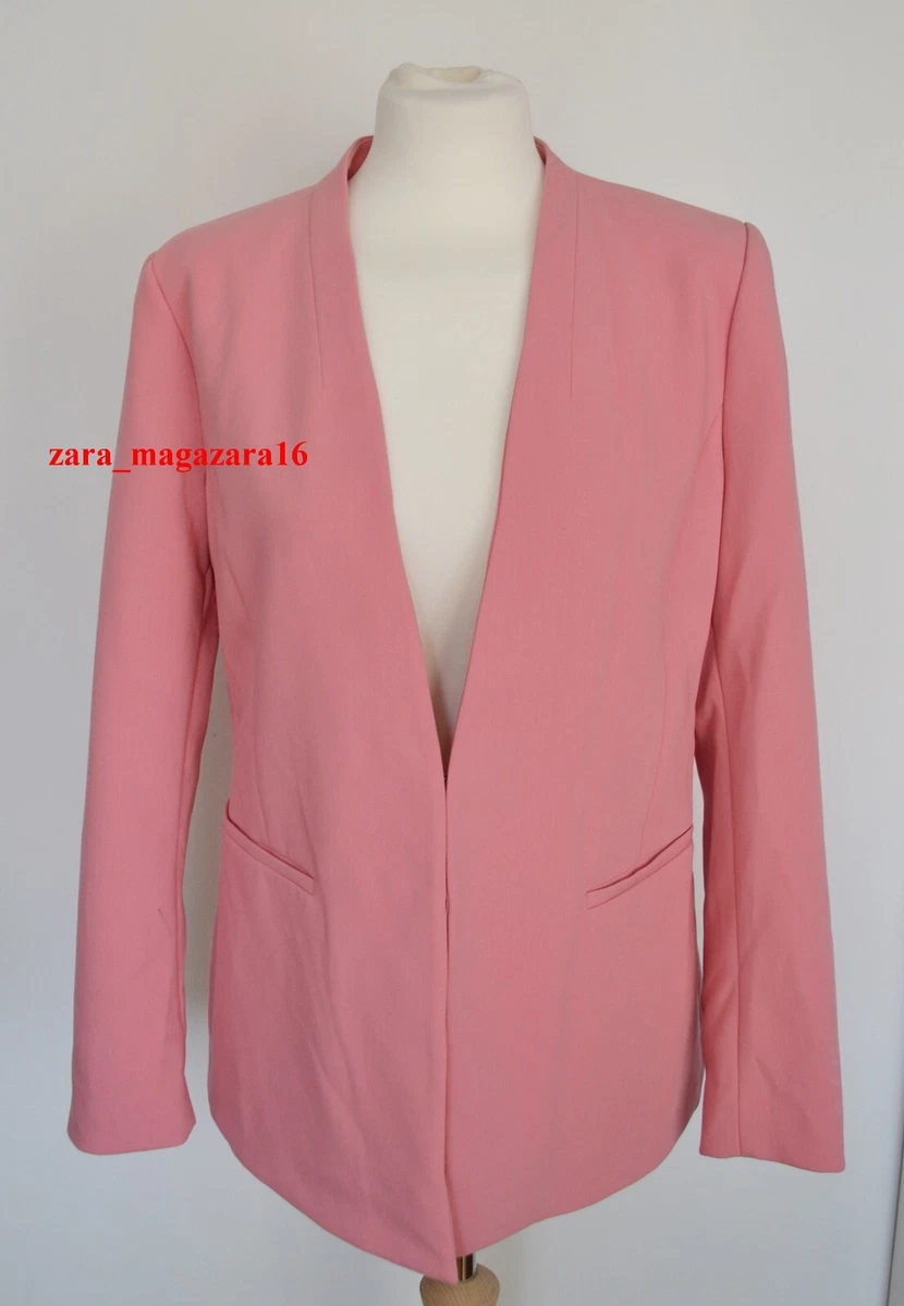 Pink hotsell collarless jacket