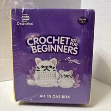 Dowsabel Crochet Kit for Beginners, Crochet Starter Kit White Cat 12+ All In One