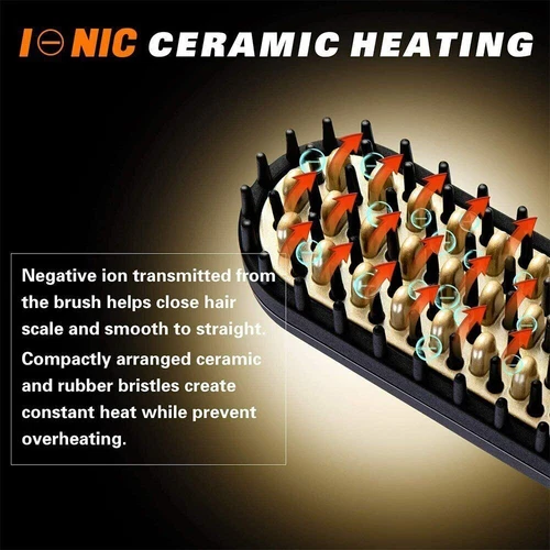 Beard Hair Straightener Quick Heated Electric Brush Straightening Comb Style - Picture 6 of 9