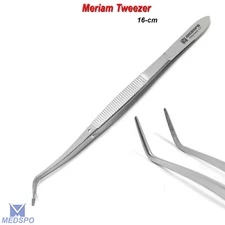 Surgical Forceps Cotton Meriam Tweezers Serrated Angled Tip Dental Instrument CE