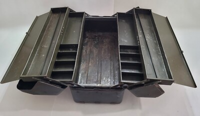 Military Carry Tool Box Metal Cantilever Vintage Heavy Duty 22