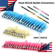 50/100X Heat Shrink Bullet Wire Connectors 22-10AWG Male Female Crimp Terminals