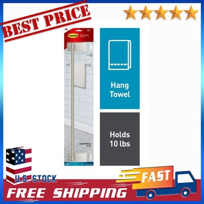 Command Bath Satin Nickel Towel Bar, Holds 10 lbs, 4 Large Strips