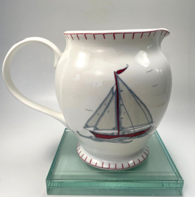 Jan Constantine Collection Pitcher UK Bone China Sail Boat 48oz Creamer C65