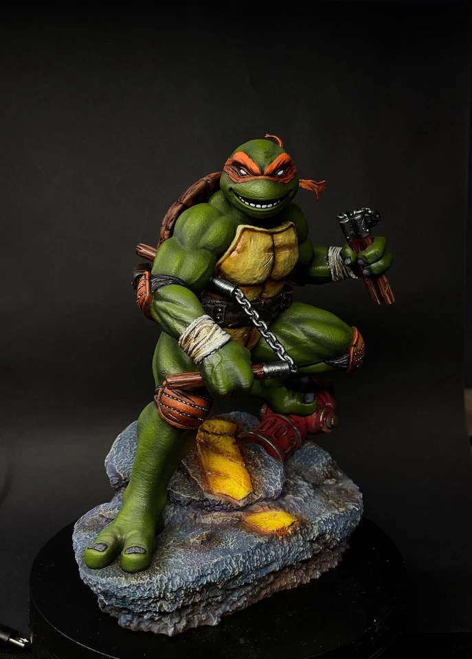 TMNT TEENAGE MUTANT NINJA TURTLES statue figure 1/10  MICHELANGELO  PRO PAINTED - Immagine 2 di 4