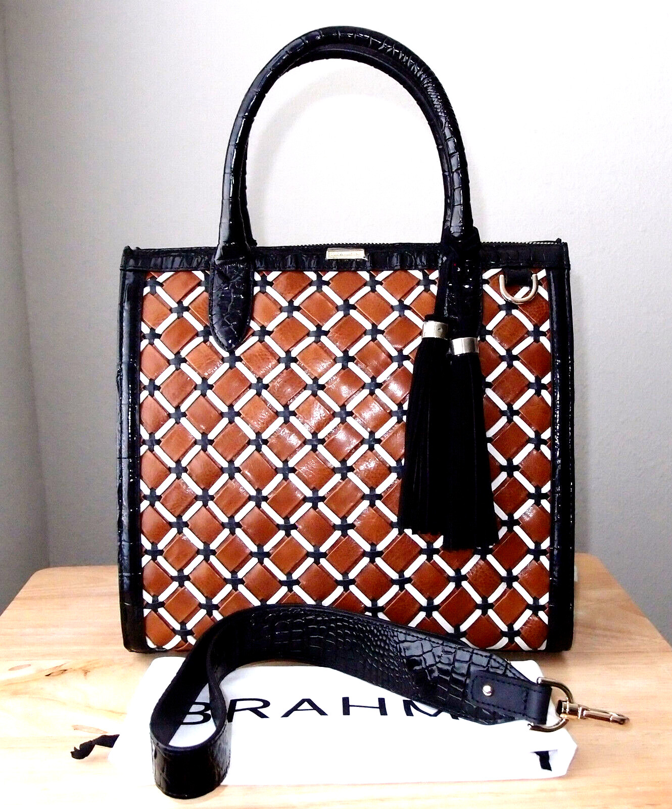 Brahmin CAROLINE SATCHEL COGNAC RIVERVIEW Purse Handbag Tote ❤️RARE❤️ Orig $515