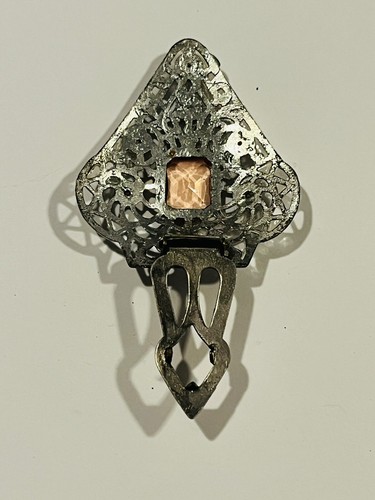 VINTAGE SILVER TONE ART DECO CLEAR CRYSTAL DRESS SCARF SHOE CLIP - Picture 3 of 3