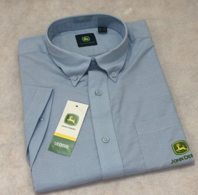 JOHN DEERE Hemd Original Hellblau Kleidung Merchandise kurzarm Shirt Größe 42