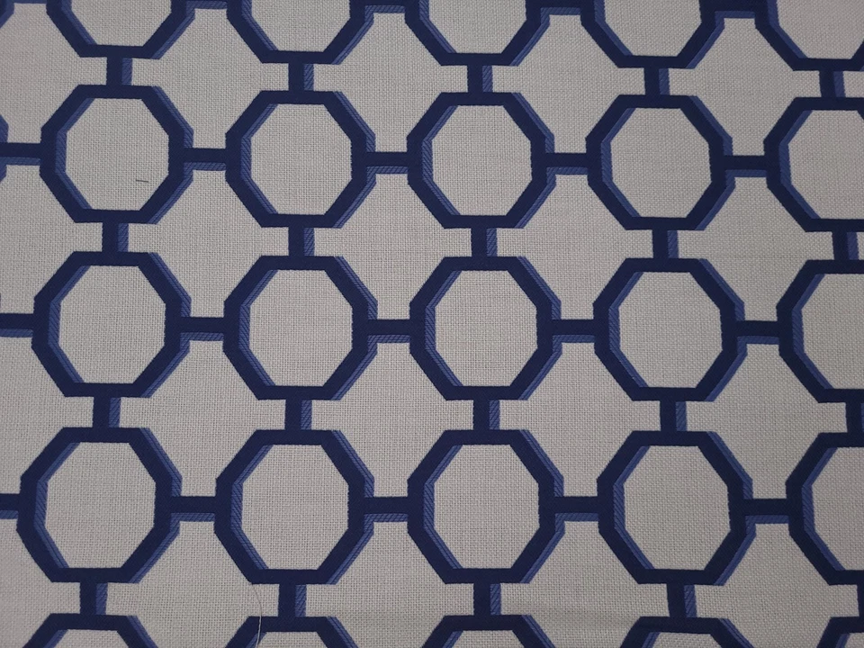 Sunbrella Octagon Blue Geometric Link Acrylic Indoor/Outdoor Drapery Uph Fabric