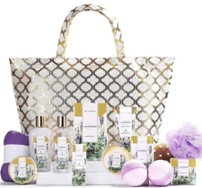 Spa Luxetique Bath and Body Gift Set, Lavender Home Spa Kit 15 Pc Fast Ship