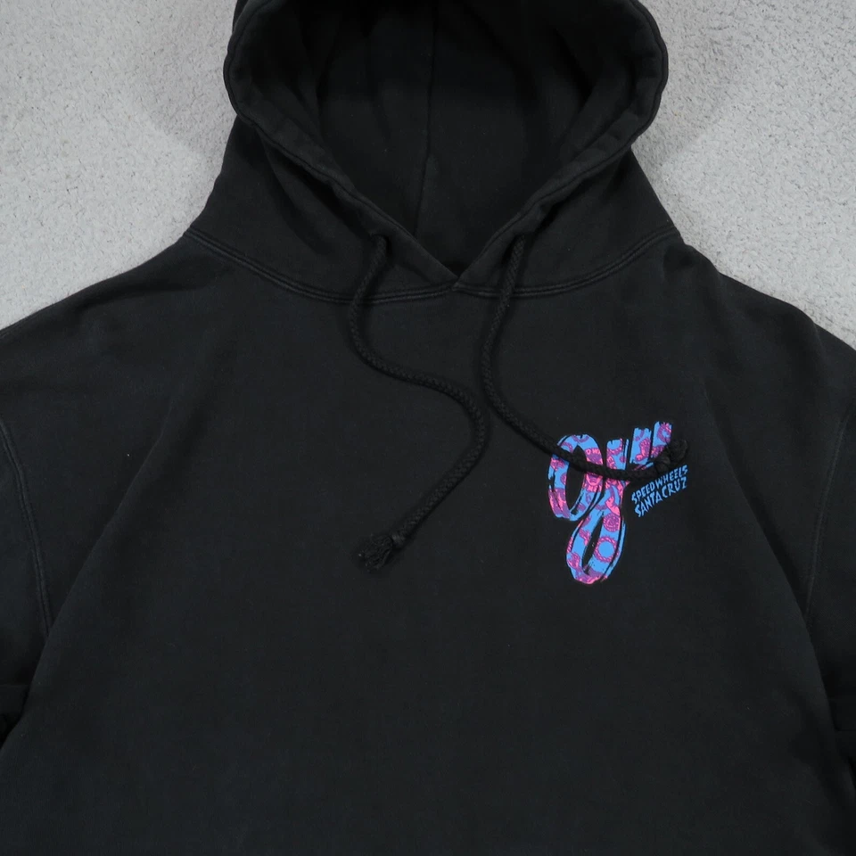复古 Santa Cruz 连帽衫男式中号滑板黑色 Y2K 90 年代套衫运动衫 OJ NHS — 第 4/4 张图片
