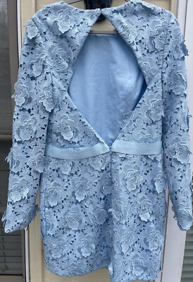 Gorgeous Cynthia Rowley blue floral lace dress with a ribbon and