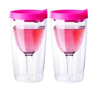 Vino2go Double Wall Acrylic Tumbler With Double Pink Lids 10 Oz... Free Shipping Vino2go Double Wall Acrylic Tumbler With Double Pink Lids 10 Oz... Free Shipping