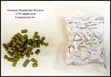 Mandarina Bavaria German hop pellets, 2 oz., 7.3% alpha acid, vacuum packed