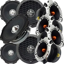 4x Gravity Warzone 6.5" Midrange Car Speakers + 4x PRO Bullet Super Tweeter