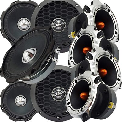 4x Gravity Warzone 6.5'' Midrange Car Speakers + 4x PRO Bullet Super Tweeter
