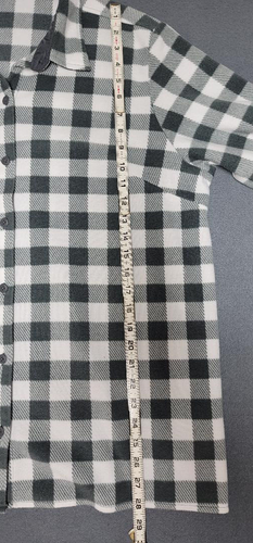 Time and Tru Shirt Womens Size Large Gray/White Check Flannel Long Sleeve - Picture 5 of 8
