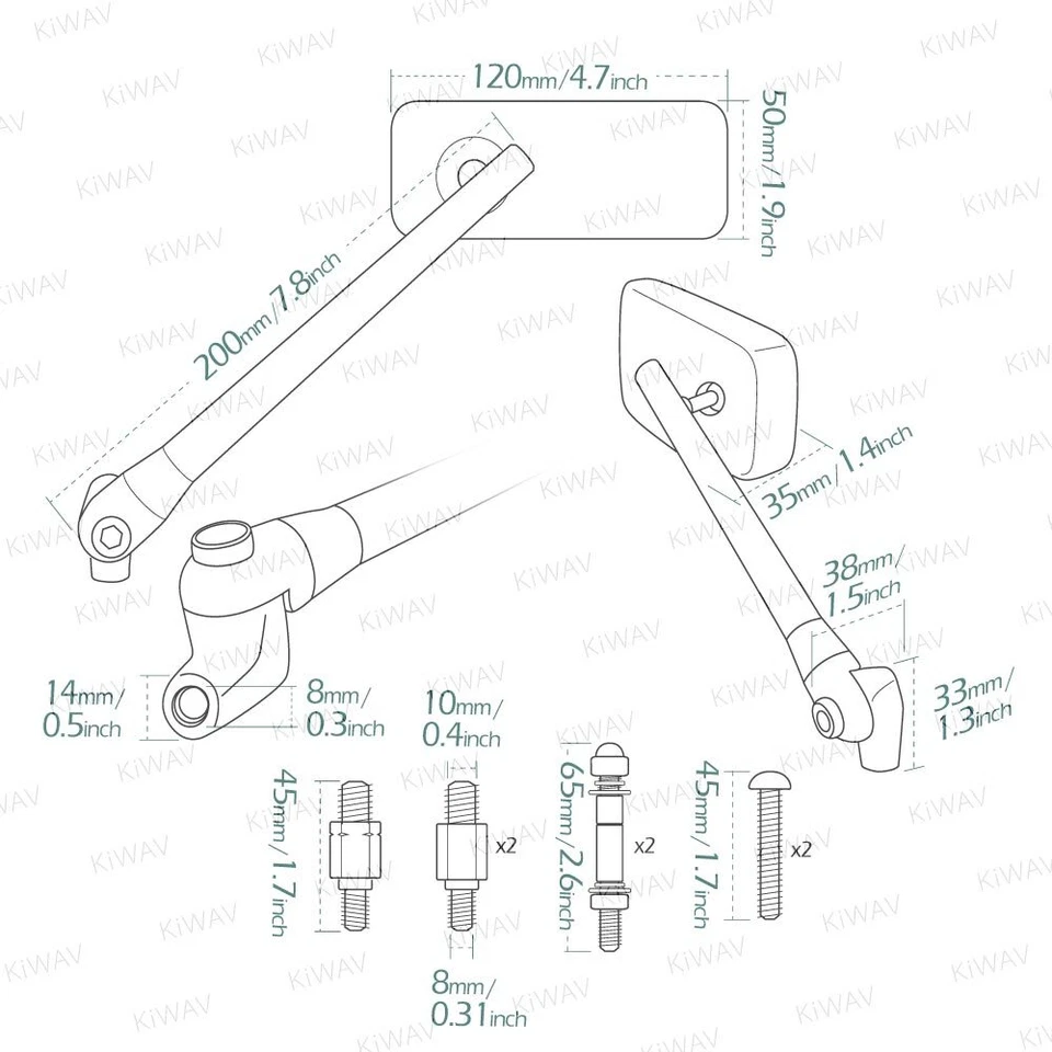 Espejos retrovisores cromados ClassicPlus rectangulares convexos para Yamaha Virago XV 700 750 1100 Foto 2 de 4